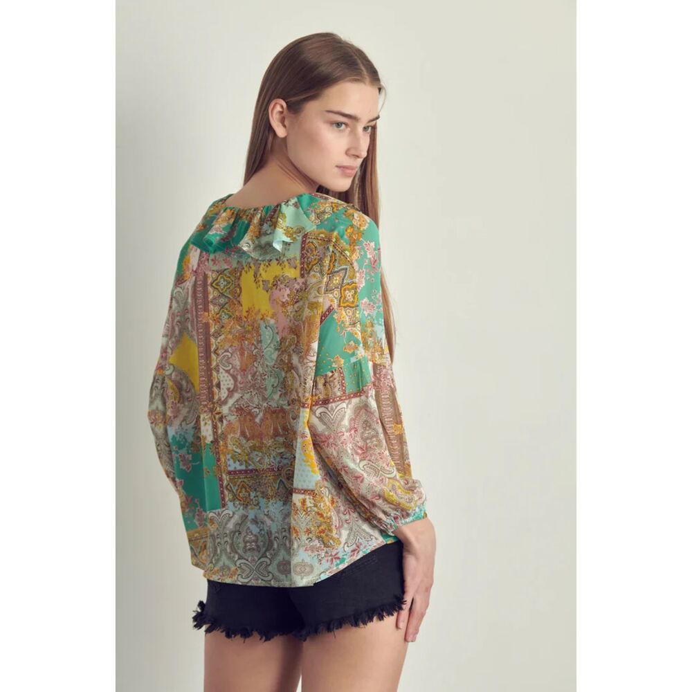 Ruffle Neck Button Long Sleeve in Chiffon - Picture 4 of 5